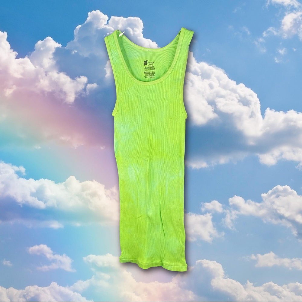 HAND DYED LIME  HANES COMFORT SOFT TANK TOP - SZ S